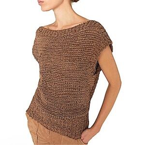 Brochu Walker Cei Sueded Ribbon Crochet Sweater Top Size Medium